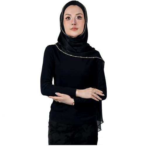Shimmer Party Hijab, Lightweight Stylish Hijab Scarf for Women - color: Black
