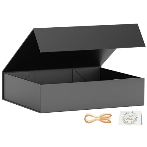 PSHVYM Gift Box 11.5x7.8x3 In, Black Gift Boxes with Lids for Presents - color: Black