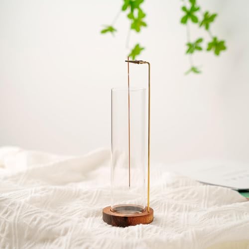 Incense Holder for Sticks, Anti-Ash Flying Incense Burner with 30 Incense Sticks, Detachable Glass Ash Catcher (Wood, Brown-2Pcs) - color: Brown-2pcs
