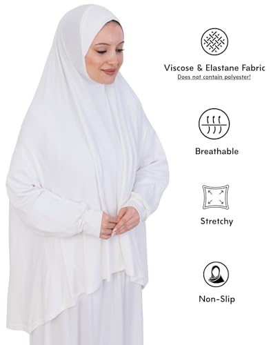 Prien Soft Prayer Dress For Women, Muslim Abaya Hijab Set, Long Turkish Cotton Praying Outfit, Islamic Clothes For Ramadan - color: Cream