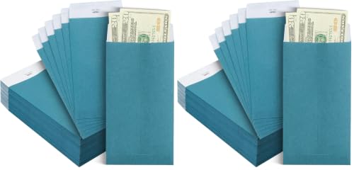 Mr. Pen- Money Envelopes for Cash, 6.5" x 3.5", 200 Pack, Kraft Paper | Self-Adhesive Bulk Cash Envelopes for Budgeting, Money and Coin Saving, Check, Budget, Small Item Organizing - color: Teal, size: 200 Pack