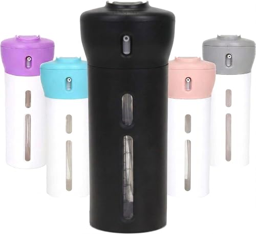 Travigo 4-in-1 Travel Dispenser Bottle, TSA Approved, Leak Proof, Four Reusable 1.4 oz. (40 mL) Toiletry Containers for Shampoo, Conditioner, Soap, Lotion, Skincare (Black) - color: 1 Dispenser (Black)