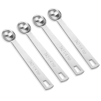 4 PCS 1/4 Teaspoon (1/4 Tsp | 1.25 mL | 1.25 cc) Single Measuring Spoon, Stainless Steel 1/4 Tsp Small Measuring Spoon Mini Measuring Spoons - size: 1/4 Teaspoon
