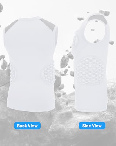 Blueleaf Youth Baseball Chest Protector Padded Compression Sleeveless Shirt Rib Heart Sternum Guard Softball Football - color: White with Gray, size: Medium