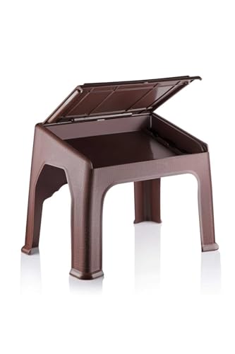Quran Book Stand with Storage Box, Foldable Plastic Book Holder for Religious Texts, Brown - Brown, One Size