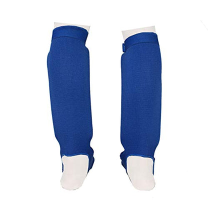 Twister Muay Thai Boxing Kickboxing Karate Shin Guard Taekwondo MMA | Elastic Cotton Cloth Shin & Instep Padded Guards | Shin in Steps Shin Guards Pair - color: BLUE/WHITE, size: Small-Medium