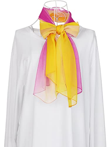 uxcell Women'sChiffon Sheer Long Scarf Silky Gradient Party - color: Fuchsia Yellow