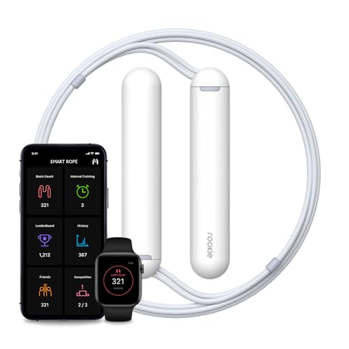 Tangram Smart Rope Rookie – Smart Jump Rope with Counter & App, Bluetooth Fitness Tracker, Adjustable Jump Rope for Weight Loss, Cardio, HIIT & Home Workouts - color: White/Navy