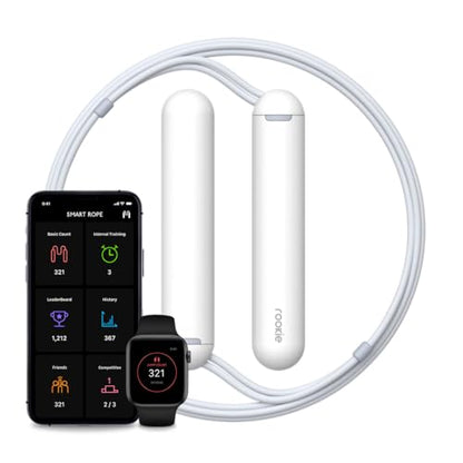 Tangram Smart Rope Rookie – Smart Jump Rope with Counter & App, Bluetooth Fitness Tracker, Adjustable Jump Rope for Weight Loss, Cardio, HIIT & Home Workouts - color: White/Navy