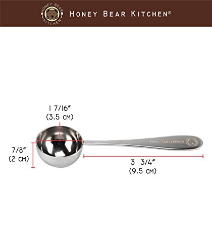 15 ml Tablespoon Measuring Scoops Spoons, Polished Stainless Steel, Set of 2 - color: Polished Stainless Steel, size: 15 ML Tablespoon Measuring Scoop Spoon