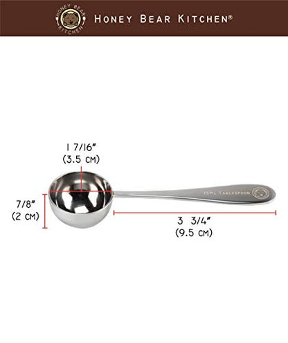 15 ml Tablespoon Measuring Scoops Spoons, Polished Stainless Steel, Set of 2 - color: Polished Stainless Steel, size: 15 ML Tablespoon Measuring Scoop Spoon