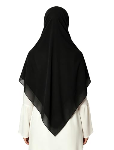 Lina & Lily Premium Chiffon Hijab Head Scarf Shawl Wrap for Muslim Women Square 58'' x 58'' - color: Black