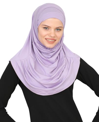 Prien Chic Ready To Wear Hijab For Women, Muslim Long Turban Undercap Set, Instant Scarf, Prayer Clothes For Girls, Abaya - color: Lilac