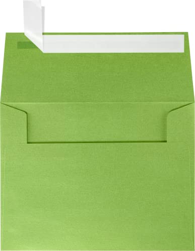 LUXPaper A2 Invitation Envelopes | Peel & Press | 4 3/8" x 5 3/4" | Fairway Green Metallic | 80lb. Text | 50 Qty - color: Fairway Metallic