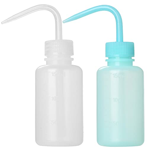2-Pack Tattoo Wash Bottle 150ml/5oz | Water Squirt Bottle for Succulent Watering & Medical Use - White & Blue - color: White&Blue, size: 150ml