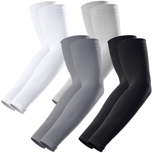 GOUNOD Arm Sleeves for Men Women,Compression Sleeves to Cover Arms for Men Working,Sun Sleeves for Men UV Protection - color: 4 Pairs:black,white,dark Grey,light Grey