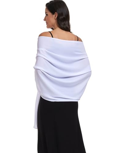 Chiffon Shawl and Wraps for Women Warm Scarves Wedding Evening Bridal Scarfs Pashmina Shawls - color: White
