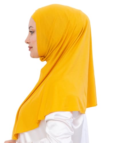 Prien Instant Hijab For Women, Muslim Long Scarf, Undercap Turban Set, Turkish Islamic Clothing, Prayer Clothes For Abaya - color: Deep Yellow