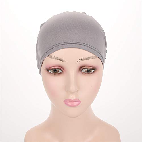 Women Flower Elastic Turban Beanie Head Scarf wrap Chemo Cap hat for Cancer Patient - color: Grey 1