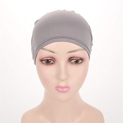 Women Flower Elastic Turban Beanie Head Scarf wrap Chemo Cap hat for Cancer Patient - color: Grey 1