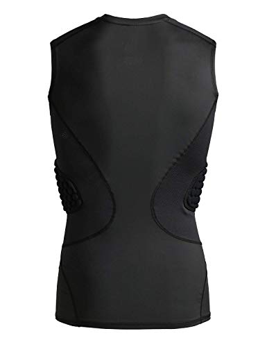 COOLOMG Youth Chest Protector Baseball Softball Football Lacrosse | Padded Compression Shirt Sleeveless Rib Heart Sternum Guard - color: Black, size: X-Large
