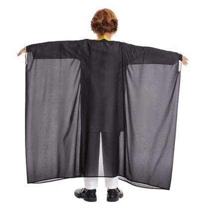 Toddler Boys Muslim Arabic Thobe Long Sleeve Embroidered Islamic Kaftan Teens Middle East Prayer Dress Ramadan Eid Clothes - color: Black, size: 1-2T