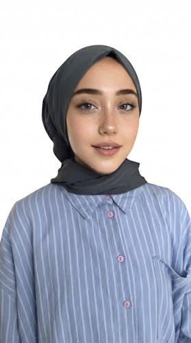 Instant Hijab Scarf for Women – Soft, No-Iron, No-Pins, Ready-to-Wear Hijab – Stretchy & Lightweight Polyester Fabric - color: C10 Antrasite