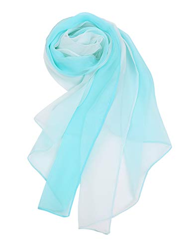 uxcell Women'sChiffon Sheer Long Scarf Silky Gradient Party - color: Light Blue