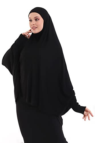 ihvan online, Women Muslim Hijab Cover, Islamic Khimar, Long Salah Clothes. Prayer Hijab for Women - color: Black
