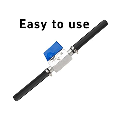 3/8” 304 Stainless Steel Mini Barb Ball Valve, Hose Shut Off Valve with Clamps, Corrosion Resistant Shut-Off Switch for Water, Gas, Fuel, Drip Irrigation - size: 3/8”