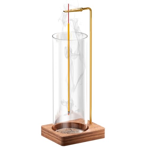 HzTinT Incense Holder for Sticks, Insence-Stick Holder, Anti-Ash Flying No Mess Incense Burner, Incense Stick Holder with Glass Ash Catcher, for Yoga Spa Meditation Home Decor(1 Pack) - color: Brown, size: 1 Pack