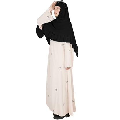 Prayer Hijab for Women Muslim Cotton Blend Lightweight Ruffled Square Scarf - color: Black