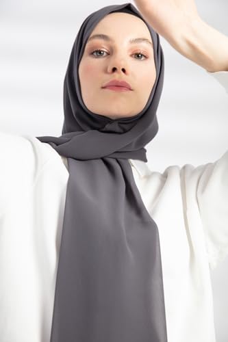 Chiffon Hijab Scarf For Women - Made in Turkiye - color: Anthracite