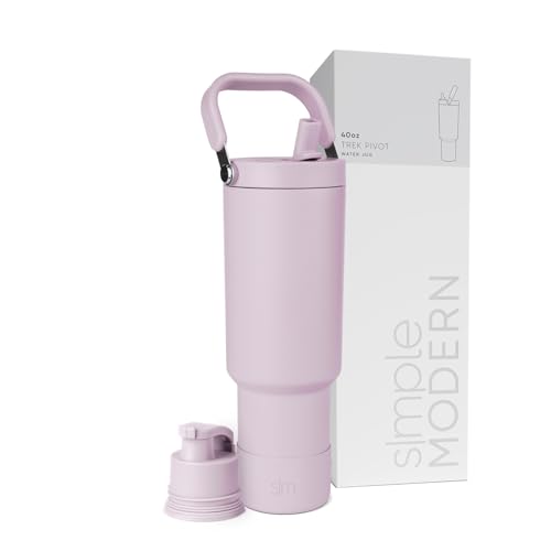 Simple Modern Tumbler with Handle, Water Jug | 40oz | Lavender | Trek Pivot Insulated Stainless Steel Water Bottle | Interchangeable Straw & Chug Lid, Cupholder Friendly | Lavender Mist - color: -Lavender Mist, size: 40 Ounces