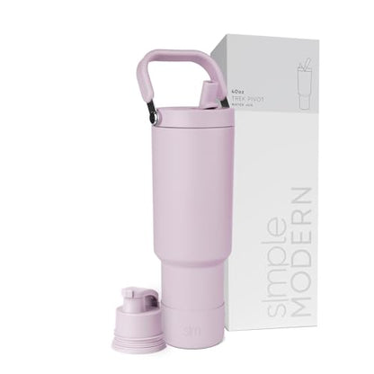 Simple Modern Tumbler with Handle, Water Jug | 40oz | Lavender | Trek Pivot Insulated Stainless Steel Water Bottle | Interchangeable Straw & Chug Lid, Cupholder Friendly | Lavender Mist - color: -Lavender Mist, size: 40 Ounces