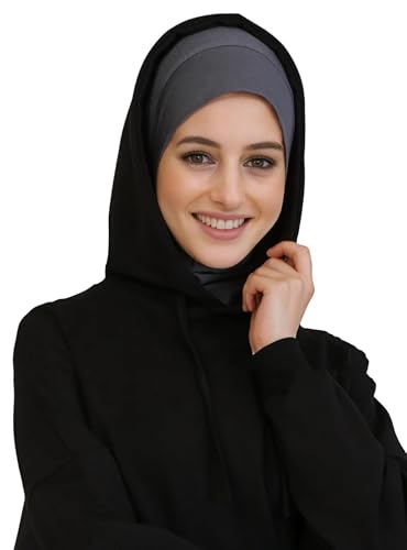 Lina & Lily Modal Jersey Muslim Amira Instant Hijab Scarf One Piece Ready-To-Wear - color: Dark Gray