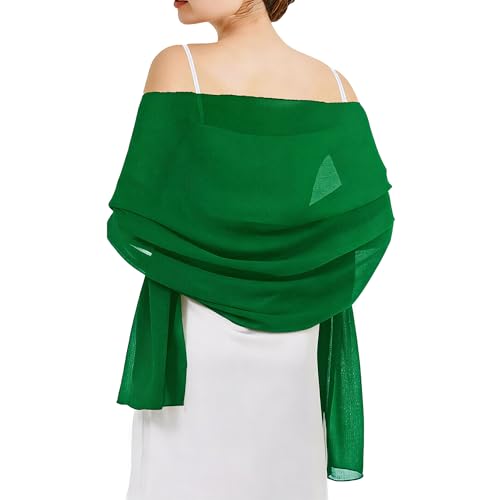 Chiffon Shawls and Wraps - Lightweight Scarve for Women Evening Dresses Wedding Bridal Formal Party - color: Emerald Green