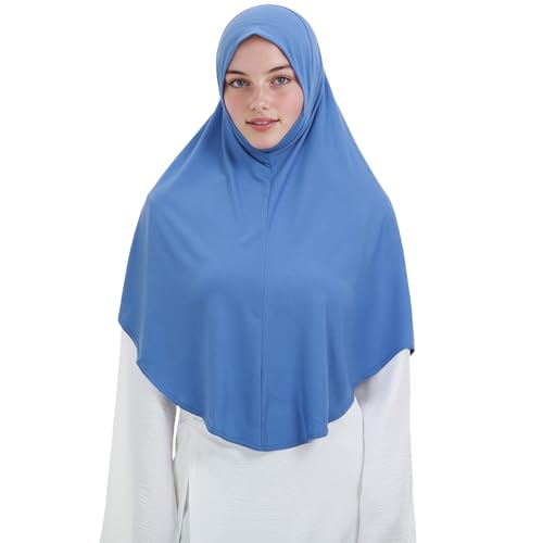 Instant Hijab for Women Muslim Stretchy Prayer Hijab Islamic Headscarf - color: Light Blue