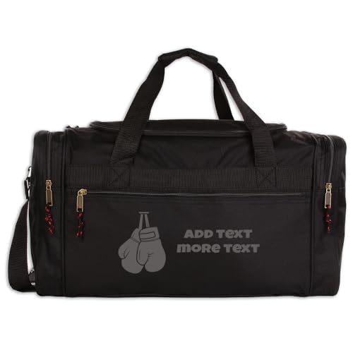 Personalized Sport Deluxe Duffel Bag With Custom Name & Text - Boxing - color: Black, style: Boxing 21 Inch