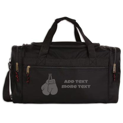 Personalized Sport Deluxe Duffel Bag With Custom Name & Text - Boxing - color: Black, style: Boxing 26 Inch