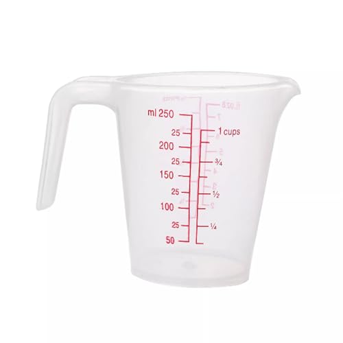 Plastic Measuring Cup 2Pcs 250ML Measuring Mug 8/16oz with Handle Graduated Pitcher for Baking Flour Oil Powder Cooking Kitchen Measure Container Stackable (250ML/0.06Gal) - color: 250ML