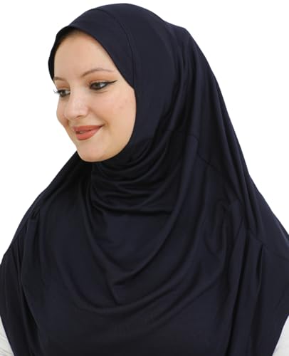 Prien Ready To Wear Hijab For Women, Instant Turban, Soft Muslim Scarf For Prayer, Long Hijabs, Islamic Clothes, Jersey Abaya - color: Navy Blue