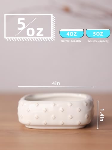 2-Pcs Ceramic Reptile Food Bowl, Mini Reptile Feeder (Farmhouse White) | Stable Base Design, Smooth Surface for Easy Cleaning, Safe Feeding Solution, Compact Habitat Accessory, Everyday Use - color: Farmhouse White