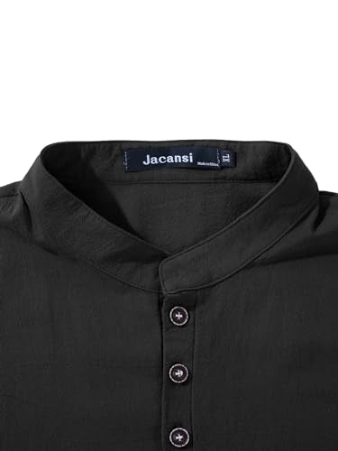 Jacansi Men's Muslim Buttoned Thobe Long Tunic, Oversized & Extra Long, Arabic Style with Pockets - color: Black, size: Medium