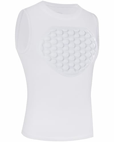 Runhit Youth Baseball Chest Protector Softball Lacrosse Football Padded Compression Shirt Heart Guard Sternum Protection - color: White, size: Large
