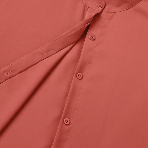 IKADEX Women Batwing Sleeve Abaya Button Loose Fit Long Maxi Muslim Dress Islamic Kaftan Prayer Robe - color: Rust Red