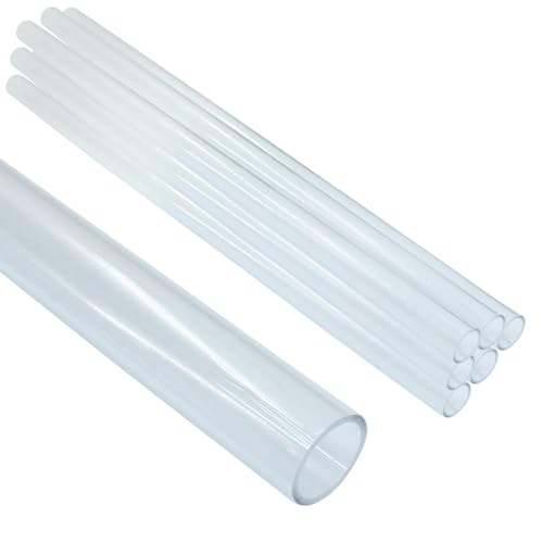 Piutouyar 6 Pcs Round Clear Rigid Tubing, 0.71" ID x 0.79" OD x 12" Length | 18 mm ID, 20 mm OD, 305 mm Length, Rigid Tubing Plastic Polycarbonate Tube Pipe - size: 18mmx20mm