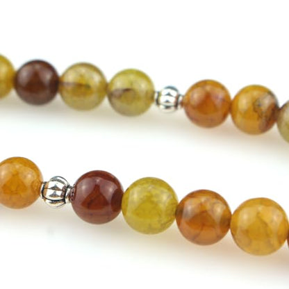 Muslims Islamic Dhikr Tasbeeh Tasbih Prayer Beads, 33 Brown Agate Stone Beads with Tassel