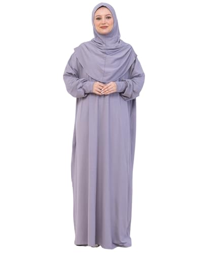 Prien Prayer Dress For Women, Cotton Muslim Abaya, Soft Hijab, Elegant Turkish Islamic Wear For Eid, Ramadan, Umrah, Hajj - color: Grey