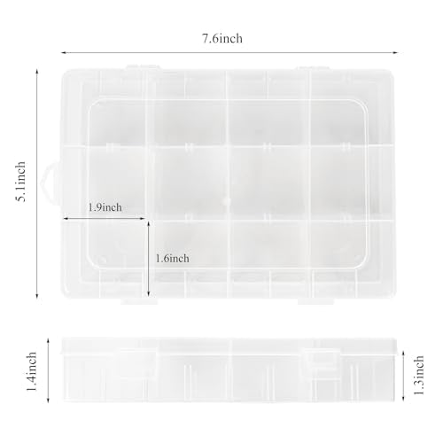 ZUFECY Small Fishing Tackle Box, 12 Clear Plastic Parts Organizer with Adjustable Dividers, Transparent Organizer Tray Organizers and Storage Box for Tackle Bead